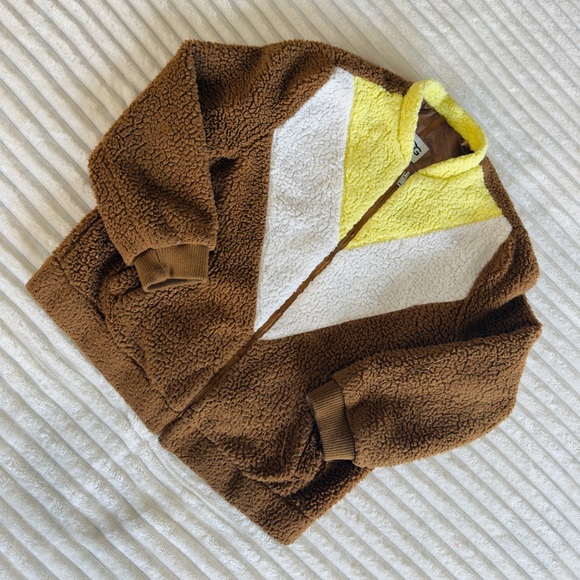 UGG Women's Annalise Teddy Jacket Chevron Brown Yellow White Size Large